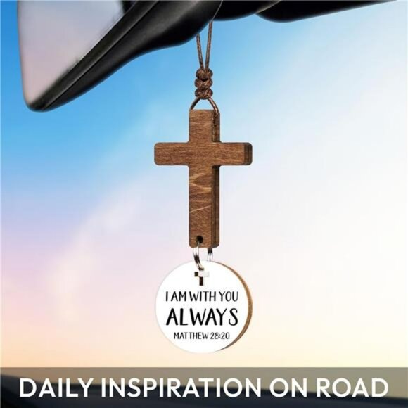 Christian cross car mirror hanging ornament rearview bible verse car accessory - Picture 4 of 7